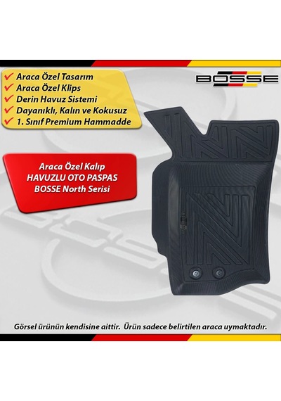 Fiat Siena Paspas Araca Özel 1996 2012 Arası İçin Derin Havuzlu Paspas Bosse North Serisi