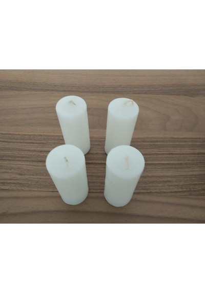 4'Lü Kokusuz Beyaz Bozkurt Silindir Mum 3.5*9Cm (361460208)