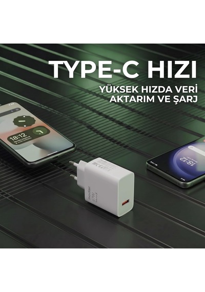 67w Turbo Fast Hızlı Şarj Seti Usb-a 67w Şarj Başlığı + Type-c Kablo , Turbo Şarj Uyumlu, Akıllı Akım Destekli Güvenli Şarj Aleti, Parlak Beyaz