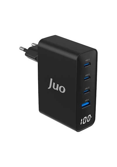 Juo 100W Gan Led Ekranlı 3 Type-C + Usb-A Hızlı Şarj Cihazı iPhone & Apple Uyumlu MacBook & Notebook Şarj Aleti