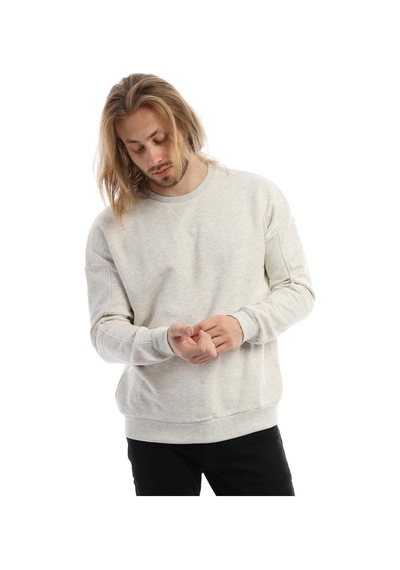 Polostate Erkek Bisiklet Yaka Karyoka Dikişli Sweatshirt Kar Melanj