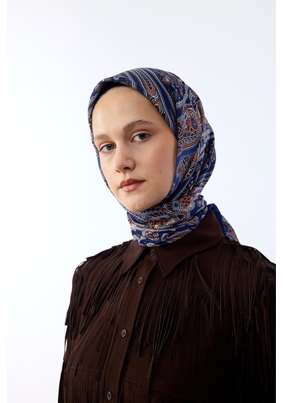 Mirsoy Scarf Zümra Desen Eşarp Lacivert