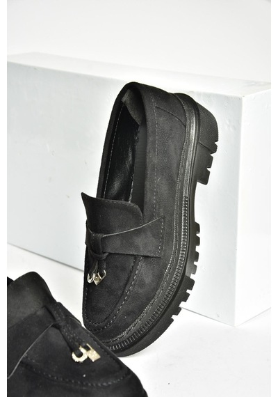 Fox Shoes T294882202 Siyah Süet Makosen Kadın Ayakkabı Siyah