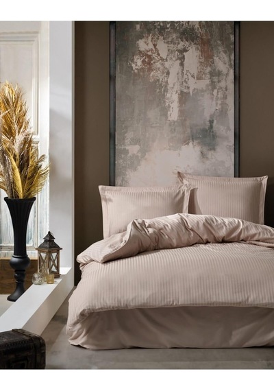 Tyc00337781170 Elegant Saten Nevresim Takımı Çift Kişilik Stripe Bej,200 X 220 Bej Diğer