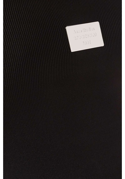 Acne Studios Logo Plaque Kısa Askılı Triko Maxi Elbise - %87 Viskoz, %12 Naylon, %1 Elastan Siyah