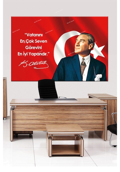 Atatürk Makam Panosu Tablosu Kanvas Tablo Resmi Kurumlar Okullar 120 x 80bw