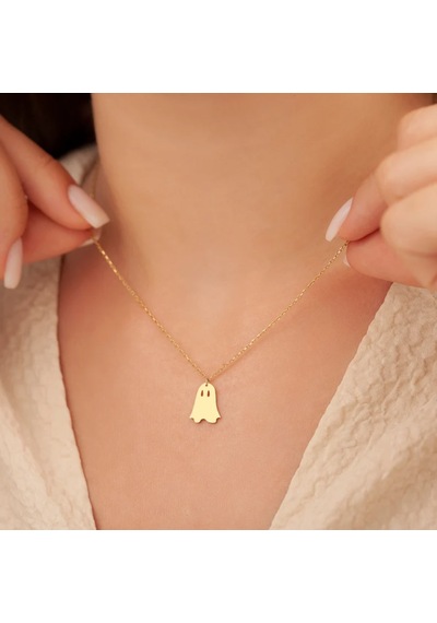 Hayalet Kolye, Gold Minimalist Hayalet Figürlü Kolye, Sevimli Halloween Takısı, Kadınlara Özel Altın