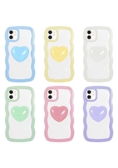 Apple Uyumlu iPhone 11 Uyumlu Renkli Kalp Figürlü Zore Ponçik Kılıf-mor Mor -