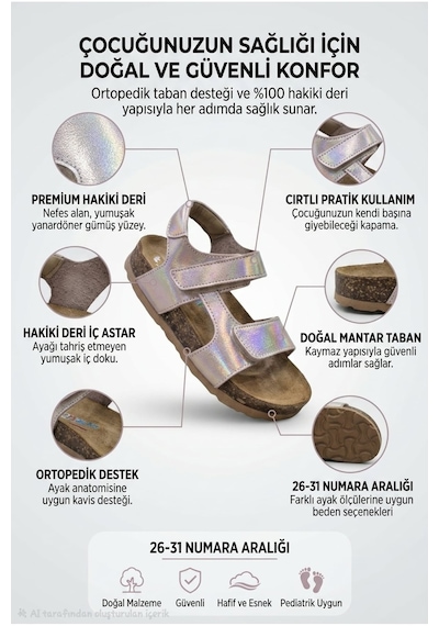 Rap Rap Ortopedik Hakiki Deri Mantar Taban Cırtlı Sandalet Rose Gold Bakır - Altın Rap Rap Ortopedik Hakiki Deri Mantar Taban Cırtlı Sandalet Rose Gold Bakır - Altın