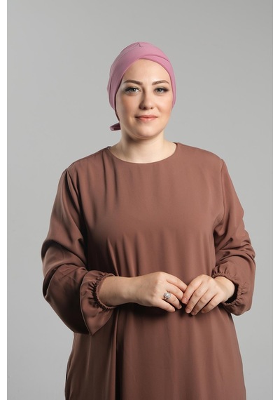 Hürrem Bone Gül Kurusu Pratik Hazır Geçmeli Fiyonklu Bone Sandy Çift Taraflı Çapraz 3007b 18 Gül Kurusu Gülkurusu