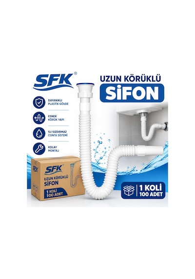 Sfk Uzun Körüklü Lavabo Sifonu, 100 Adet