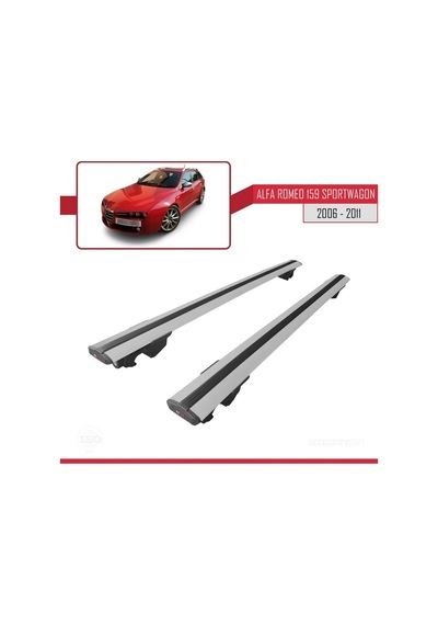 Alfa Romeo 159 Sportwagon 2006-2011 Arası Hook Model Anahtar Kilitli Ara Atkı Tavan Barı Gri