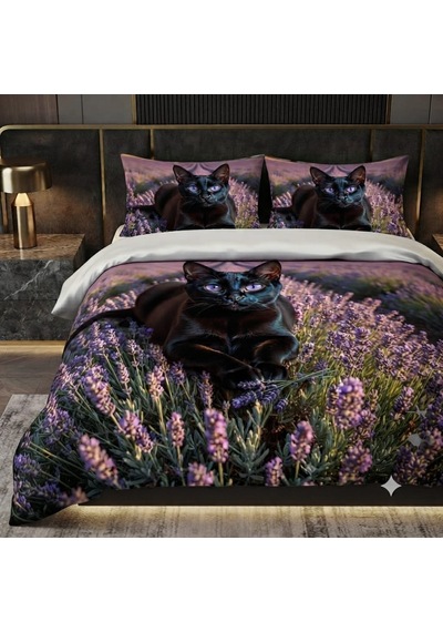 Özel Tasarım Marka Çift Kişilik Nevresim Takımı Organik Saten & Pamuk Luxury Premium Kumaş 240 260 Cm Ranforce Kedi Tekir Siyam İran Siyah Beyaz Van Ab Siyah Kedi