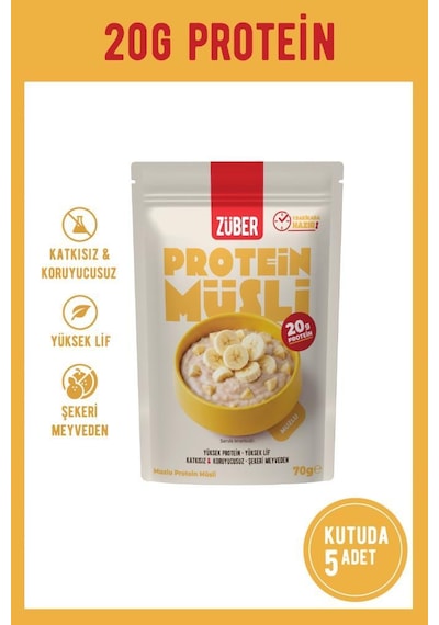 Muzlu Yulaflı Protein Müsli 20g Protein 70g X 5 Adet