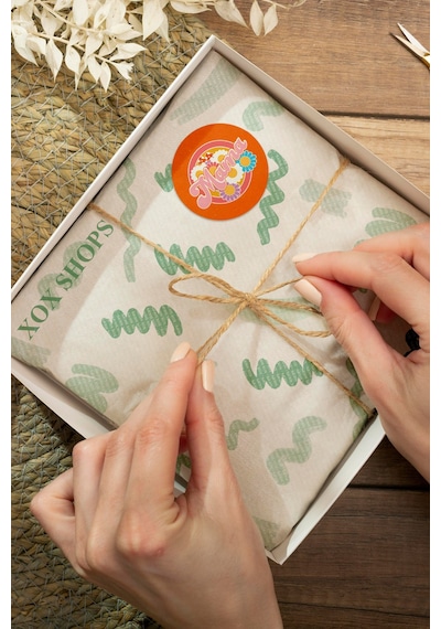 Mama Çiçekli Retro Yuvarlak Sticker Etiketi 3x3cm St2400 Çok Renkli