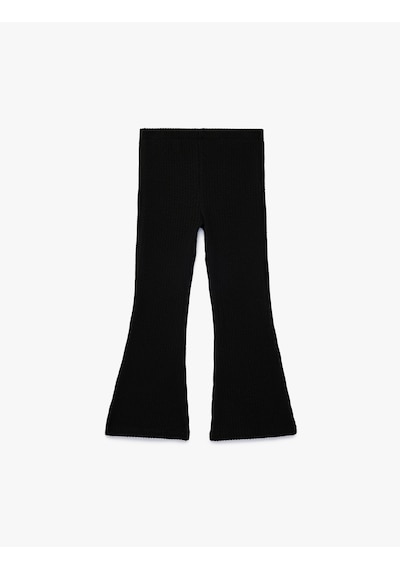 Koton Ribanalı Beli Lastikli İspanyol Paça Pantolon Siyah 6skg40055ak Siyah