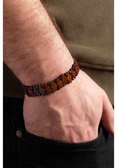 Unisex Kuka Bileklik, Ağaç Bileklik, Retro Kuka Bileklik, Doğal Bileklik Kahverengi 2