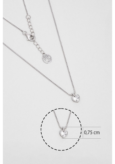 So Chic Romantik Aşk 18 Ayar Beyaz Altın Kaplama 43 Cm Gümüş Kalp Kolye Beyaz
