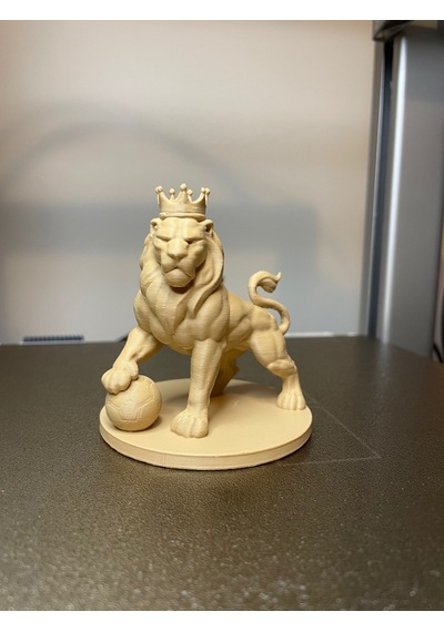 Aslan Figürü Ve Futbol Topu Ahşap Renk 13cm