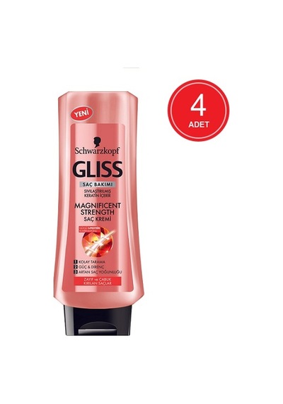 Schwarzkopf Gliss Magnificent Strength Saç Bakım Kremi 4 x 360 ML