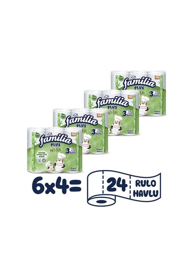 Plus Natural Kağıt Havlu 24 Rulo 6 Rulo X 4 Paket