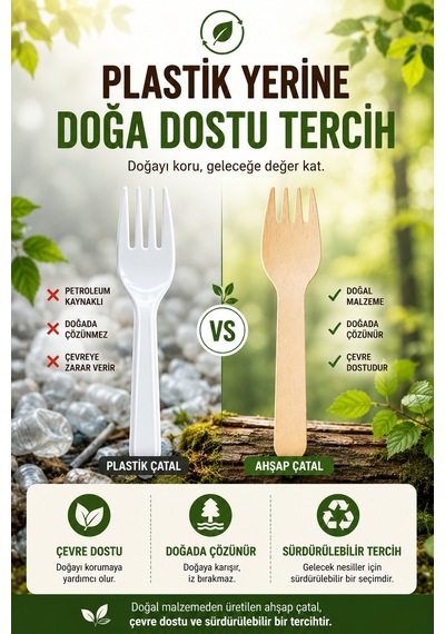 50'li Ekolojik Tahta Çatal 16 Cm Doğal Huş Ağacı Kullan At Davet Parti Organizasyon Çatalı