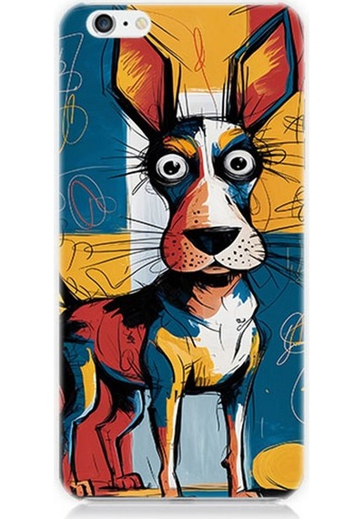 Apple Uyumlu iPhone 6 Çizgilerle Renkli Köpek Desenli Silikon Kılıf Çok Renkli