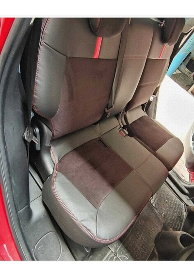 Fiat 500 L 13 18 Arası Arka Sırt Arka Oturma 2 1 Model Siyah Taytüyü Siyah Deri Karışımı Kırmızı Ip