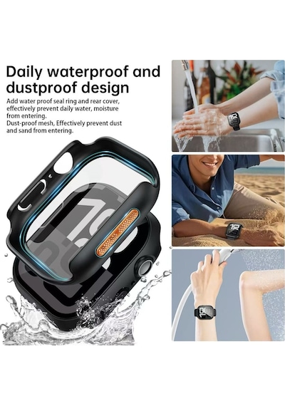 Apple Uyumlu Watch  7 8 9 10 45mm Deniz Havuz İçin Su Geçirmez Ekran Koruyuculu Kasa Koruyucu