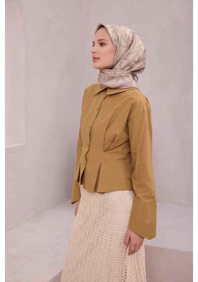 BELLİ Geometrik Desen İpek Twill Eşarp 4221d01 Taş - 83