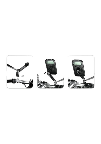 Nukrotech M18-53 Telefon Tutucu Su Geçirmez Ayna Bağlantılı Siyah