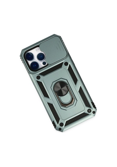 Apple Uyumlu iPhone 14 Pro Kılıf Pars Lens Yüzüklü Silikon - Yeşil 0.2M-Çok Renkli