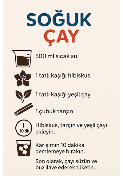 Bitki Çayı Seti Hibiskus Çayı Yeşil Çay Tarçın Çubuk  Soğuk Çay Için Bitki Çayı Seti