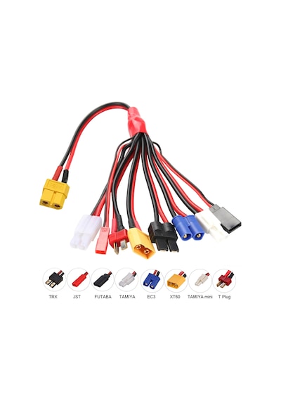 Powermaster Lipo Batarya Banana Şarj Kablo Seti 8 İn 1 Şarj Aleti Trx Jst Futaba Tamiya Ec3 Xt60 Tamiya Mini Ve T Plug Uçlu