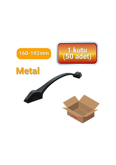 50 Adet İnci Mat Siyah Metal Mobilya Kulpu 160mm - 192mm Mat Siyah