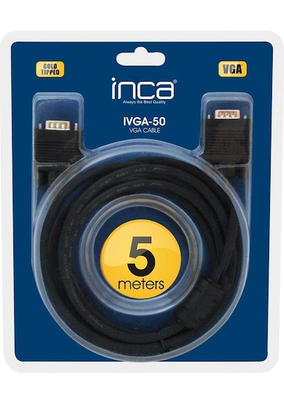 Inca Ivga-50 Vga 5mt Altın Uçlu Blister Vga Kablo Yüzde 99.50 Bakır