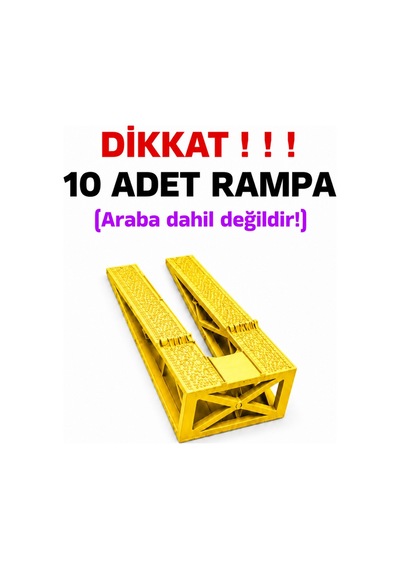 1:64 Ölçek Araba Rampası - Sarı - Lastik İzli - 10 Adet