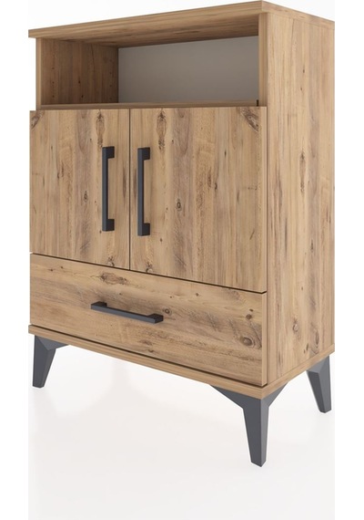 Arges Komodin 2 Raflı 2 Kapaklı 60x30x80 Çam-çam Çam