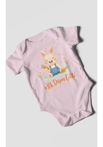 Morivokids İlk Dişim Çıktı Kısa Kollu Bebek Body %100 Pamuk Zbn119-kk Bebe Pembe