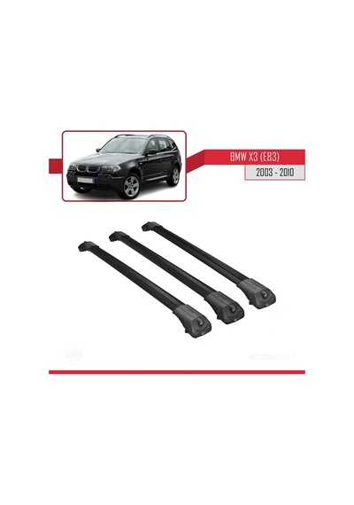 Bmw X3 E83 2003-2010 Arası İle Uyumlu Ace-1 Ara Atkı Tavan Barı Siyah 3 Adet Bar