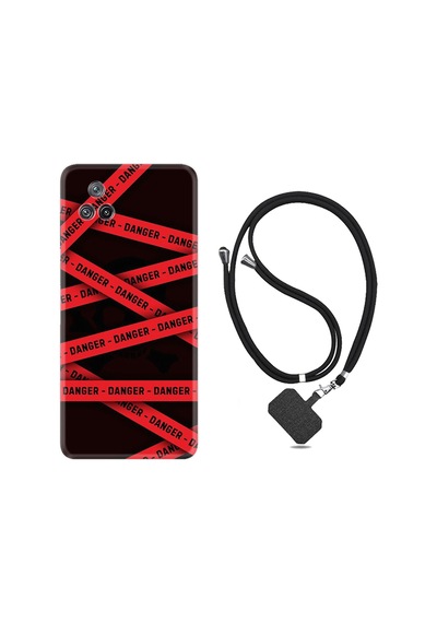 Xiaomi Poco F4 Kılıf İpli Boyun Askılı Desenli Silikon Danger 1372