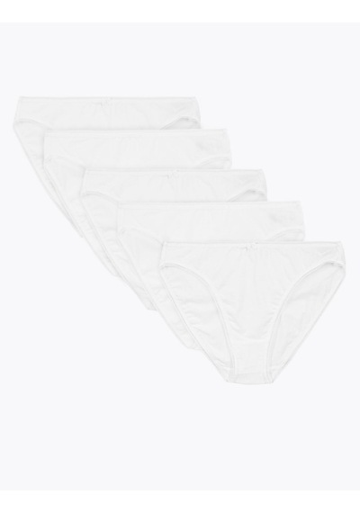 Marks & Spencer 5'li Cotton Lycra High Leg Külot Seti Beyaz
