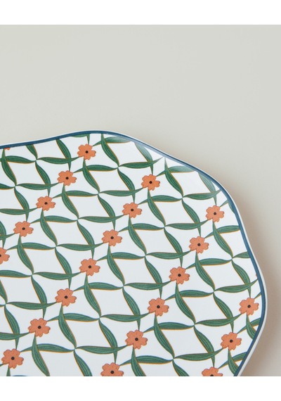 English Home Nostalgic Petals New Bone Pasta Tabağı 20 Cm Yeşil-sarı