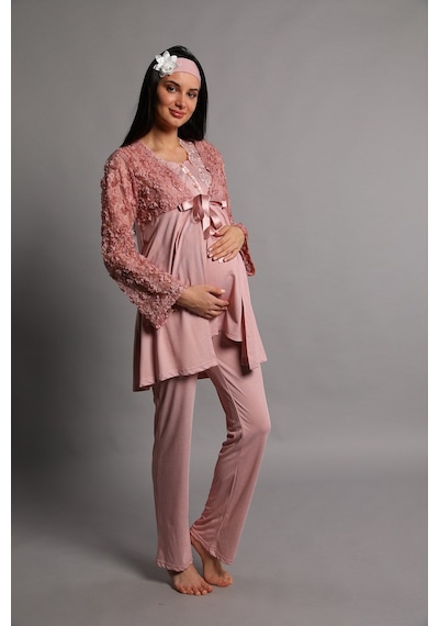 Mecit Pijama Lohusasepeti 5206 Lina Sabahlıklı Lohusa Pijama Takımı 001