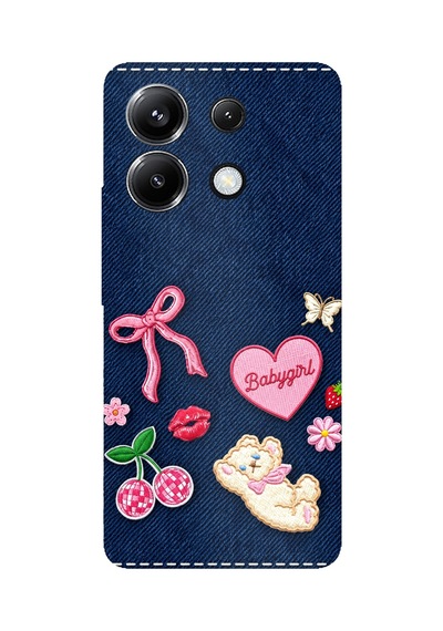 Poco X6 Pro Uyumlu Bebek Kız Jean Kot Baskılı Silikon Kılıf