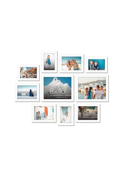 Parça Beyaz Galeri Duvar Resim Çerçevesi Seti 8x10 5x7 Ve 4x6. Kırılmaya Dayanıklı Cam. Duvar Veya Masa Için Res