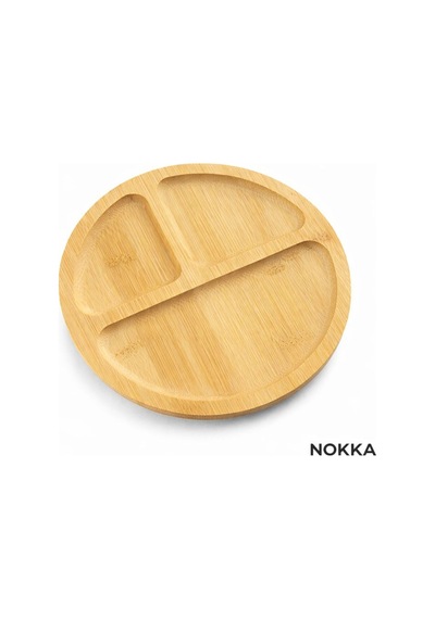 Bambu Sunumluk, 3 Bölmeli Sunum Tabağı, Çerez Tabağı 20x20 Cm Renksiz