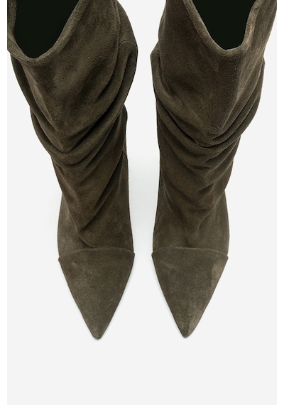 Luvi Shoes Petty Haki Süet Hakiki Deri Kadın Körüklü Çizme