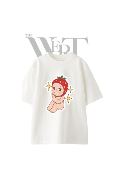 Thewert Sonny Angel Cilek Tasarım Baskılı Ünisex Beyaz Oversize T-shirt
