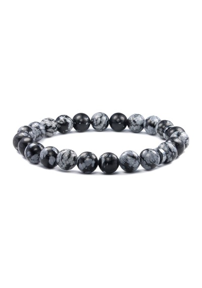 Gümüştel El Sanatları Sertifikalı Obsidyen Taşı Bileklik Orijinal Karlı 8 Mm Doğal Taş Çok Renkli